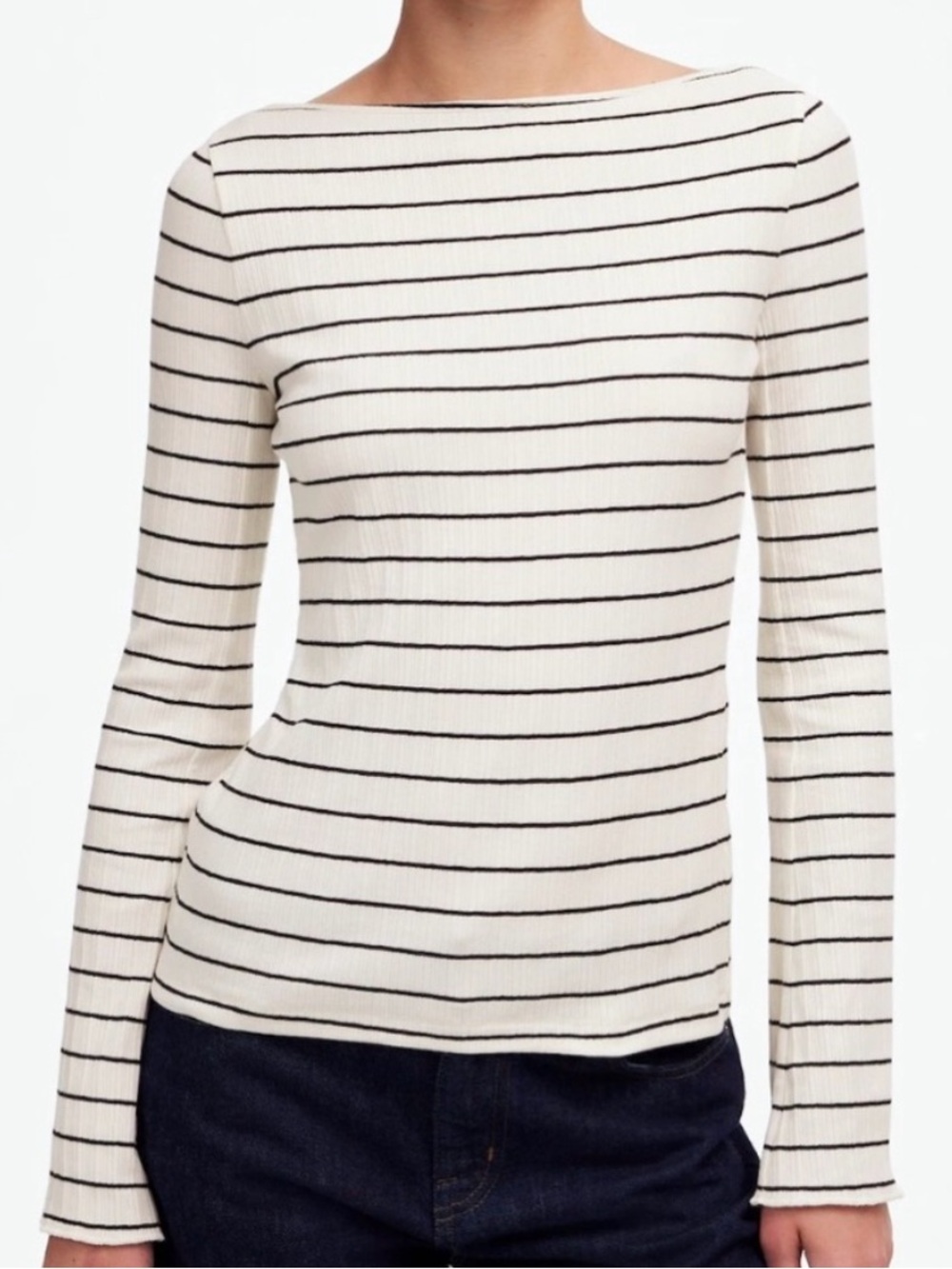Madewell Striped Boatneck Long-Sleeve Top Winter White